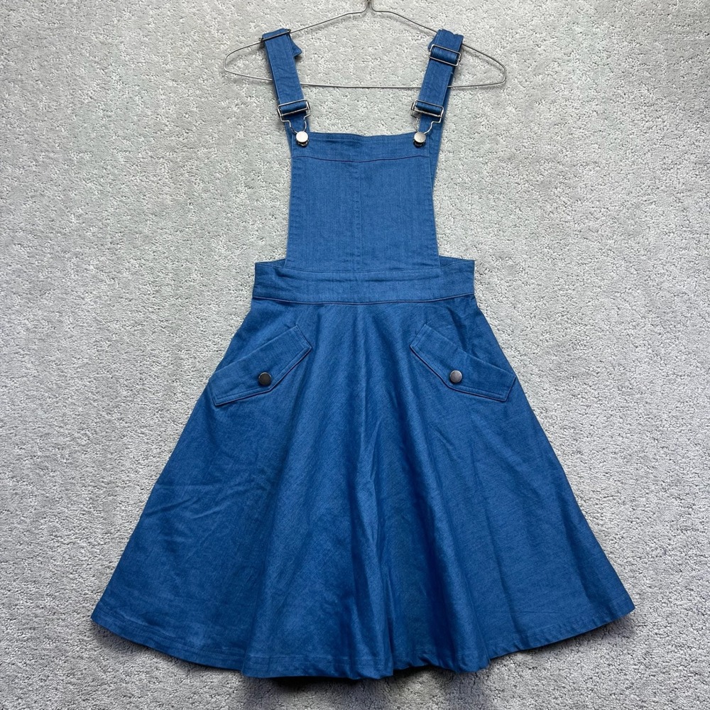 Tatyana Overall Dress Womens‎ Small Blue Denim Pinafore Fit and Flare Rockabilly